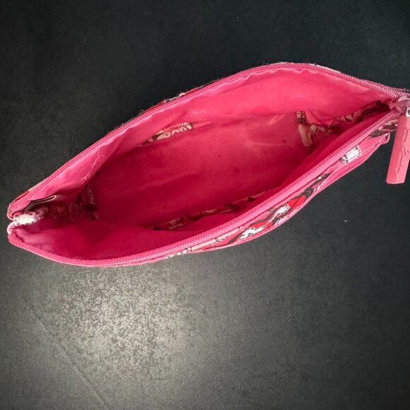 Vera Bradley floral cosmetic bag pink blossom canvas waterproof material - 357 - Picture 3 of 6